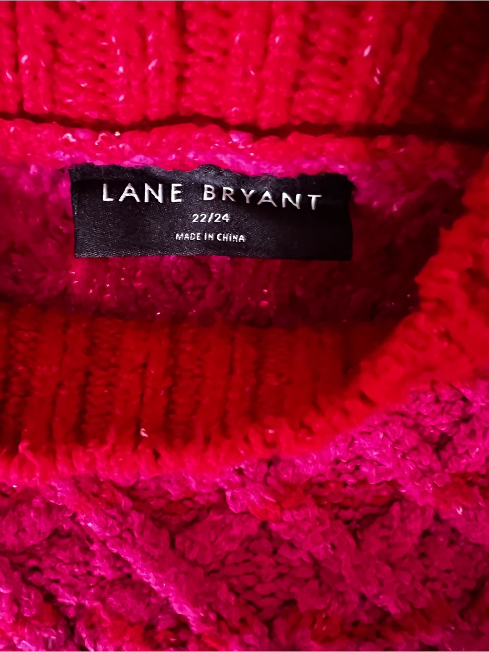 Lane Bryant Bright Pink Cable Crew Sweater